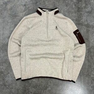 Browning Tan & Brown Pullover Fleece Lined Quarter Zip Size M